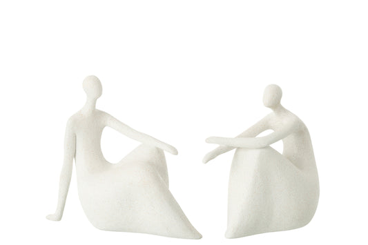 Set van 2 dames zittend modern hars mat wit