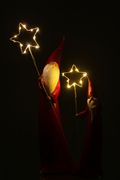 Set van 2 Santa Led Star Resin Wit/Rood