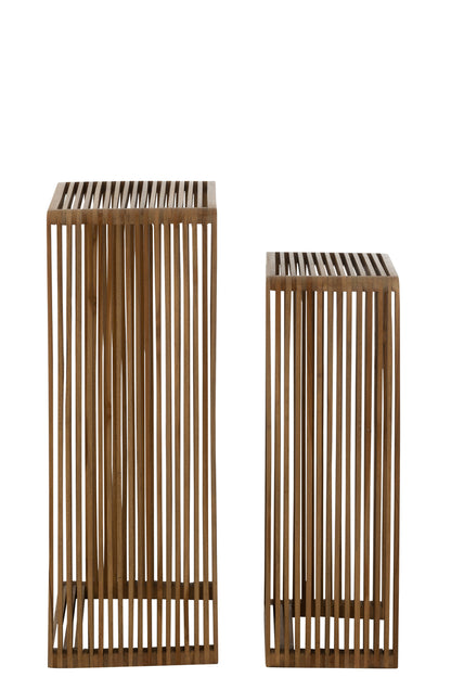 Set van 2 bijzettafels kubiek gerecycled teak natuurlijk