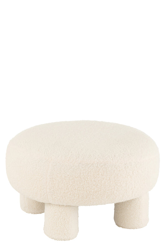 Kruk Rond Teddy Poten Bouclé Wit