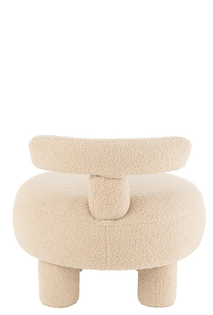 Kruk Rond Met Rugleuning Bouclé Warm Beige