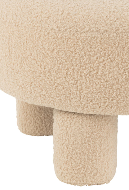 Kruk Rond Met Rugleuning Bouclé Warm Beige
