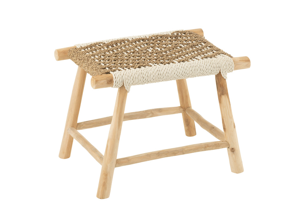 Kruk Waverly Teakhout/Zeegras Natuur/Wit