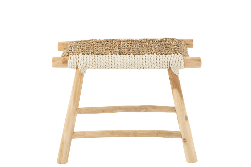 Kruk Waverly Teakhout/Zeegras Natuur/Wit