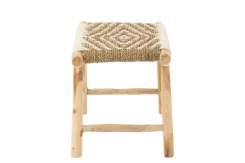 Kruk Waverly Teakhout/Zeegras Natuur/Wit