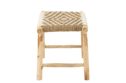 Kruk Waverly Teakhout/Zeegras Natuur/Wit