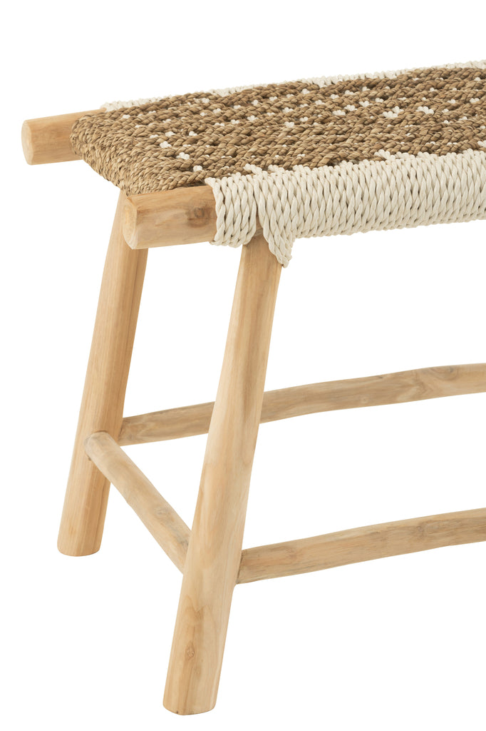 Kruk Waverly Teakhout/Zeegras Natuur/Wit