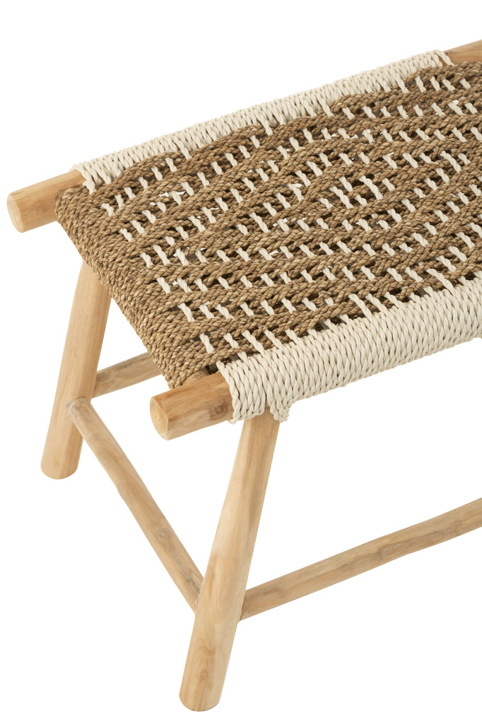 Kruk Waverly Teakhout/Zeegras Natuur/Wit