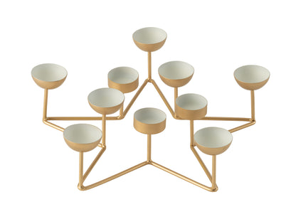 T-Light Holder Ster Metaal Wit/Goud
