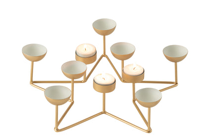 T-Light Holder Ster Metaal Wit/Goud