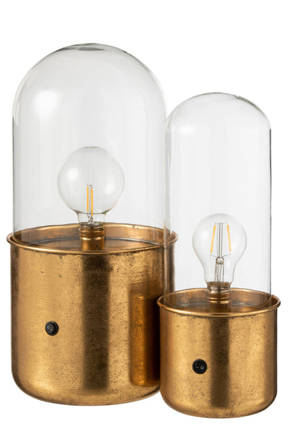 Tafellamp Antiek Led Glas/Zink Goud Groot