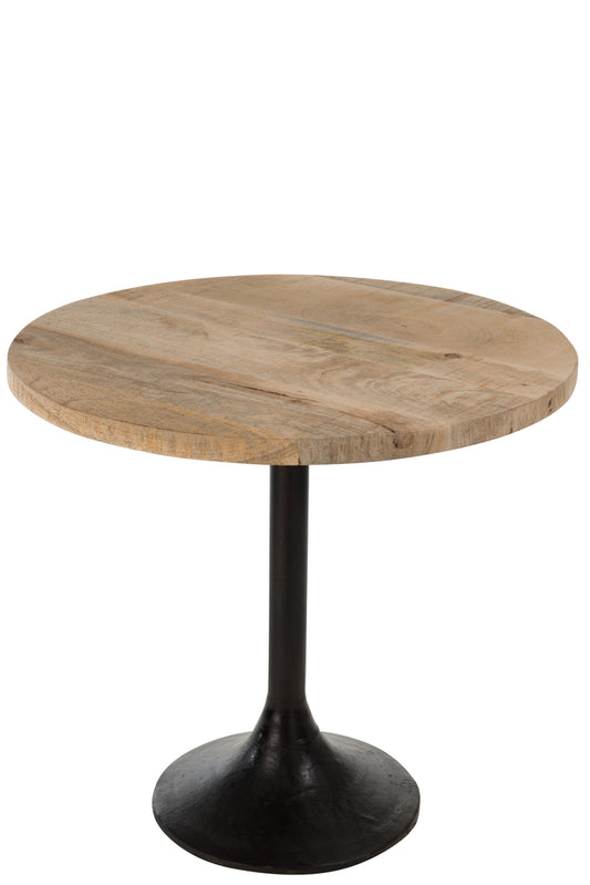 Tafel Bar Rond Hout/Metaal Naturel/Zwart