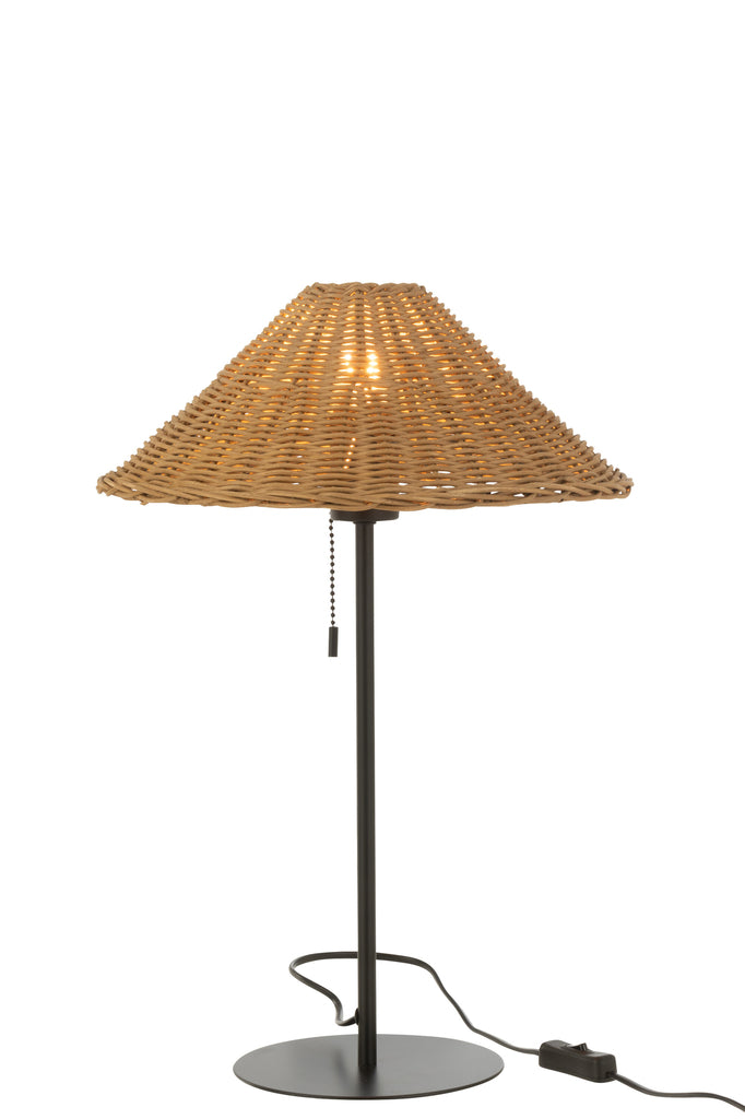 Tafellamp Metaal/Rotan Zwart/Natuurlijk