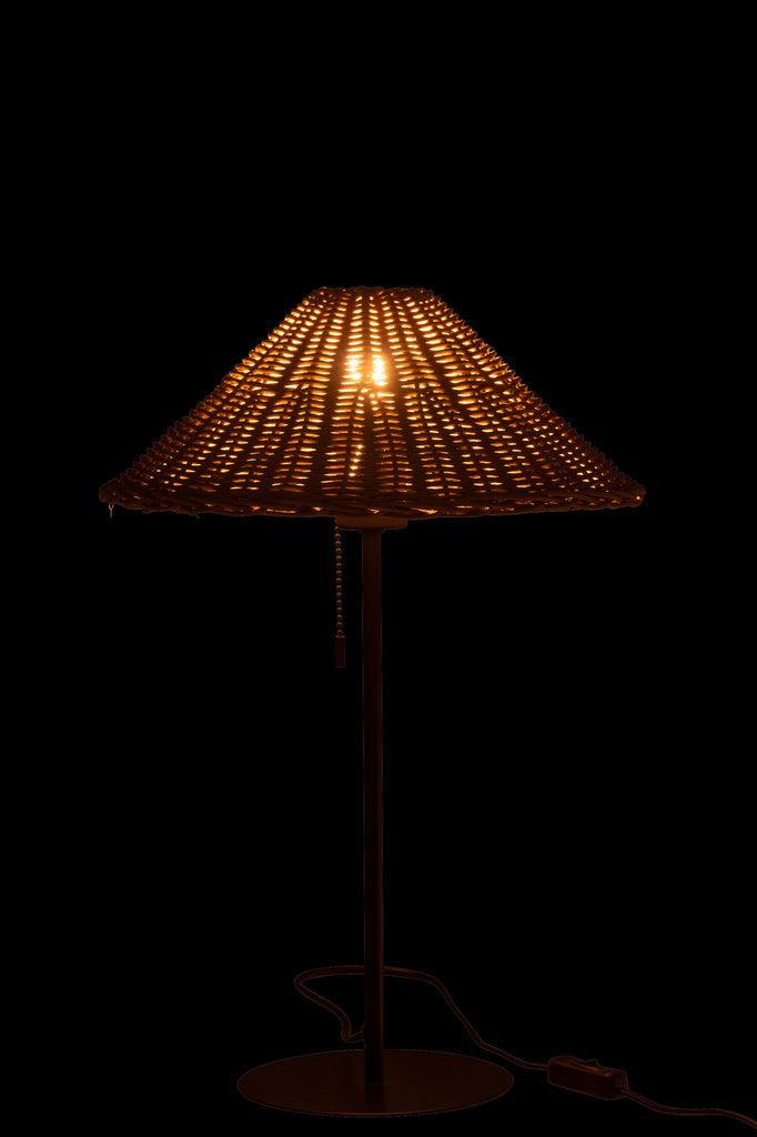 Tafellamp Metaal/Rotan Zwart/Natuurlijk