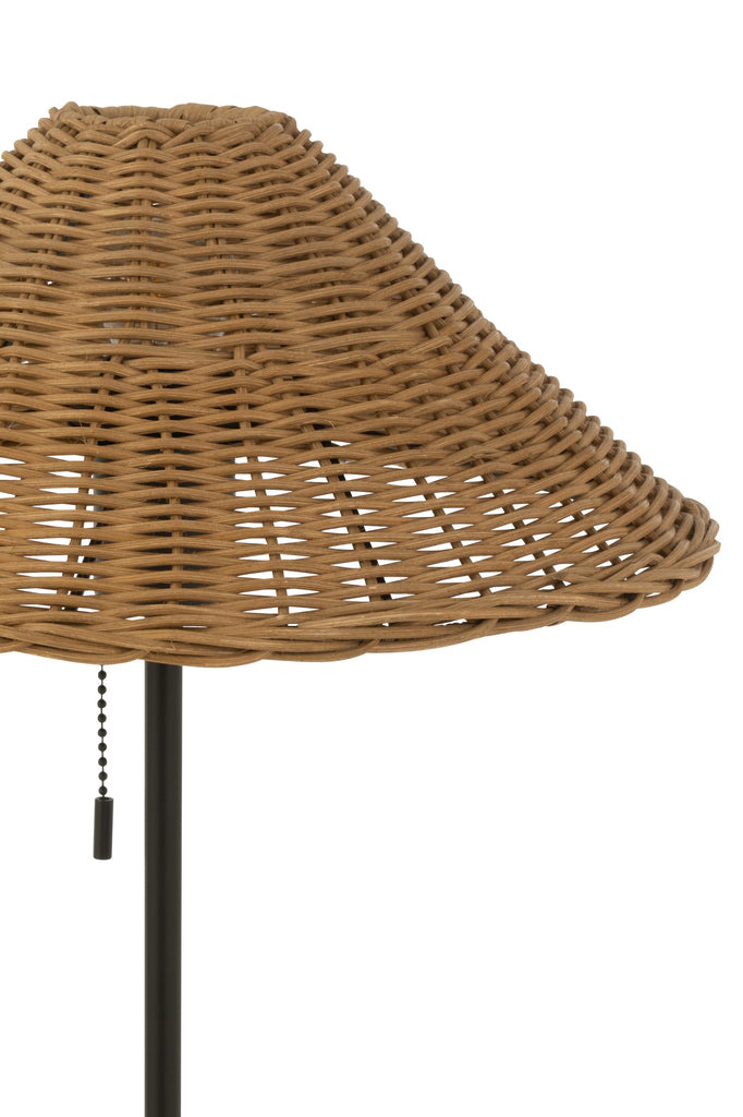 Tafellamp Metaal/Rotan Zwart/Natuurlijk