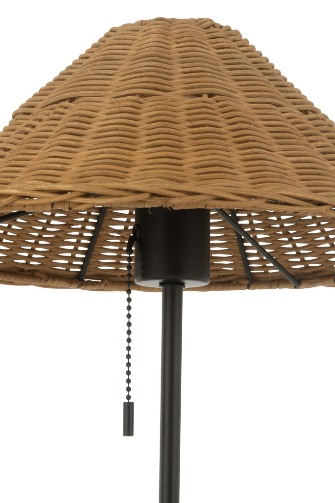 Tafellamp Metaal/Rotan Zwart/Natuurlijk