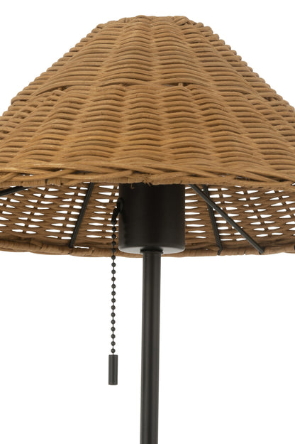 Tafellamp Metaal/Rotan Zwart/Natuurlijk