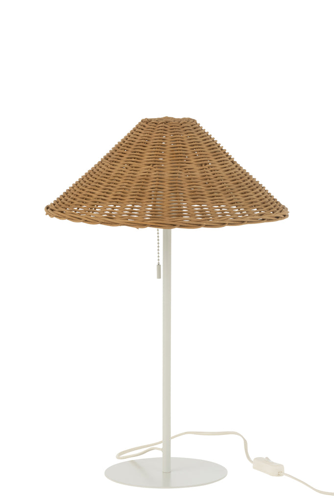 Tafellamp Metaal/Rotan Wit/Natuurlijk