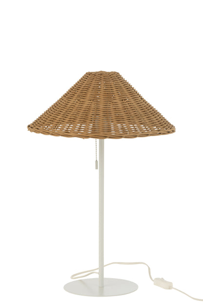 Tafellamp Metaal/Rotan Wit/Natuurlijk