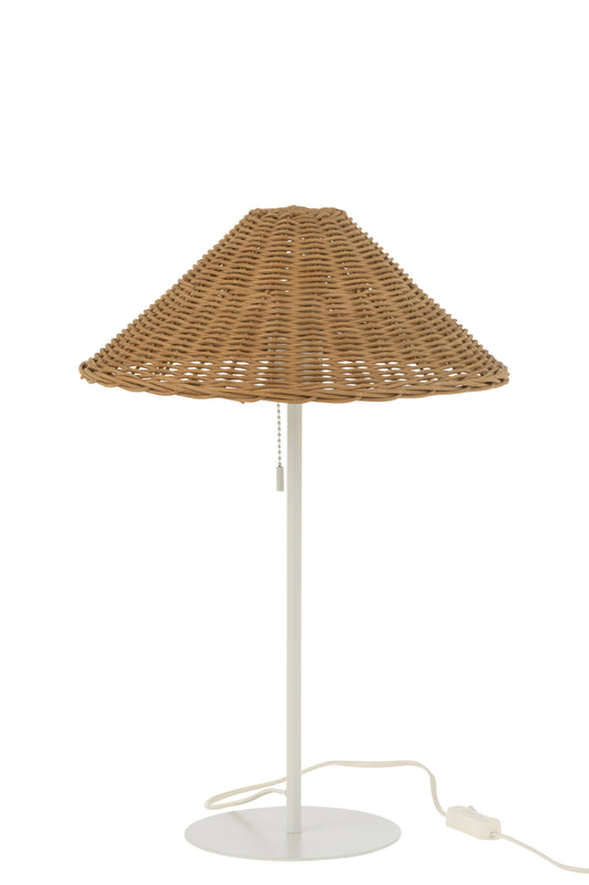Tafellamp Metaal/Rotan Wit/Natuurlijk