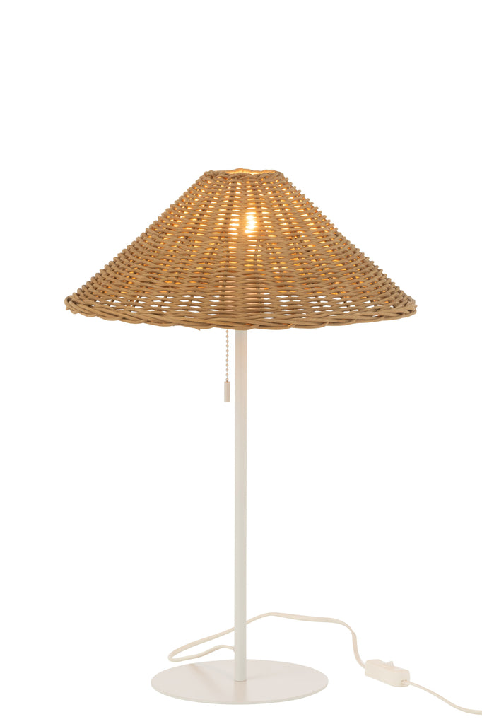 Tafellamp Metaal/Rotan Wit/Natuurlijk