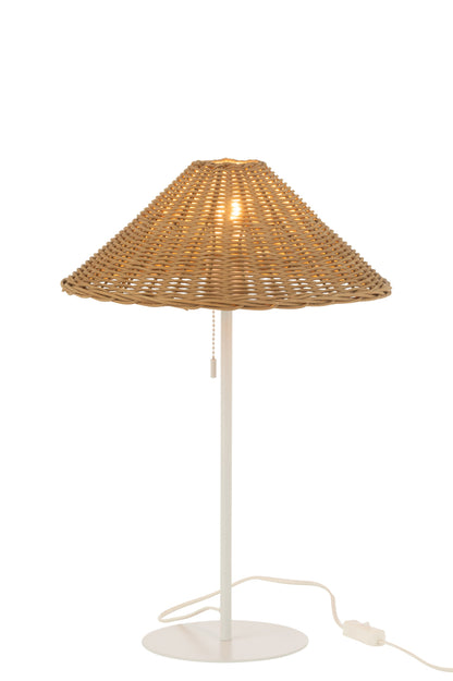 Tafellamp Metaal/Rotan Wit/Natuurlijk