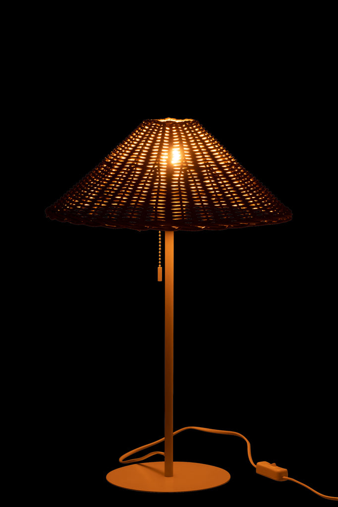 Tafellamp Metaal/Rotan Wit/Natuurlijk