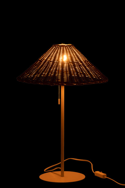 Tafellamp Metaal/Rotan Wit/Natuurlijk