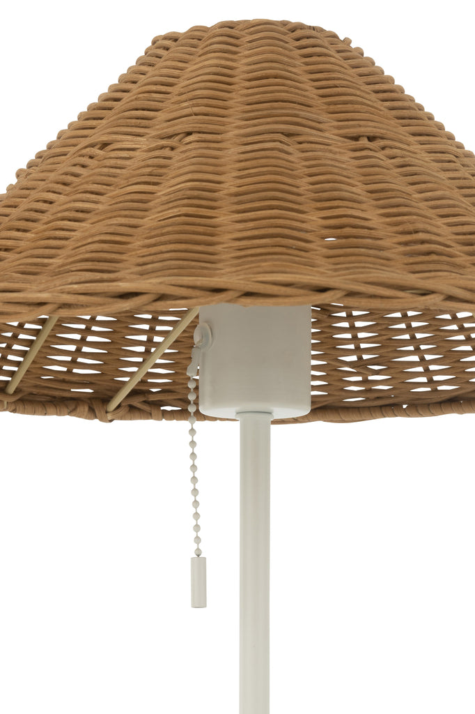 Tafellamp Metaal/Rotan Wit/Natuurlijk