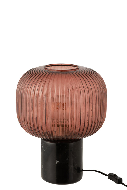 Tafellamp Yufo Glas/Marmer Rood/Zwart