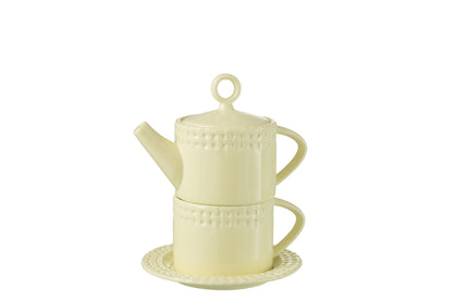 Theepot en theekopje Keramiek Geel