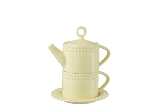 Theepot en theekopje Keramiek Geel
