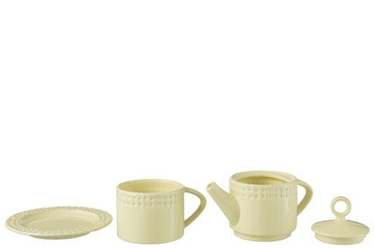 Theepot en theekopje Keramiek Geel