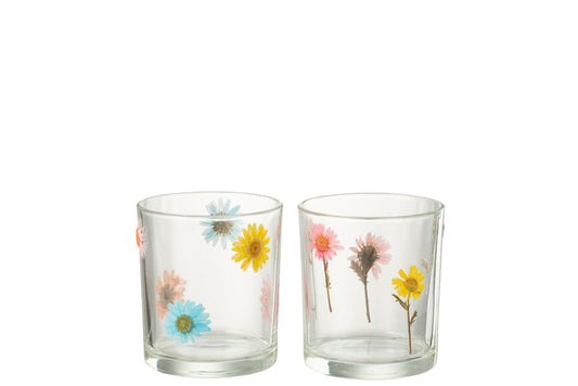 Theelichthouder Posy Medium Glas Mix Assortiment Van 2