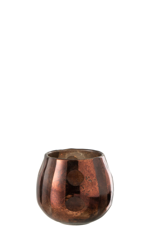Theelichthouder Kokosnoot Glas Bruin
