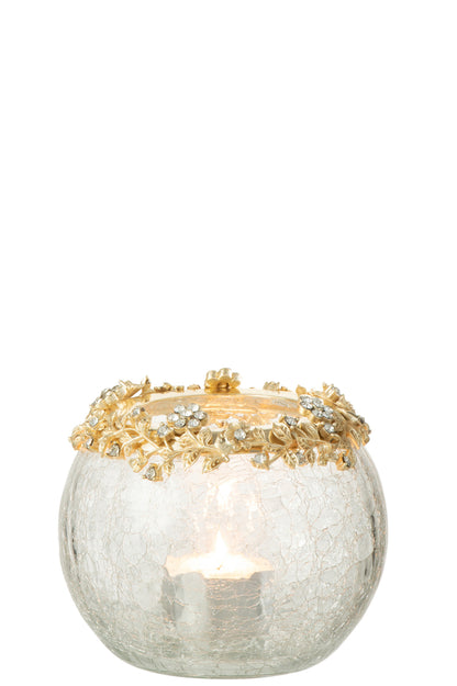 Theelichthouder Volve Metaal/Glas Goud/Transparant Medium