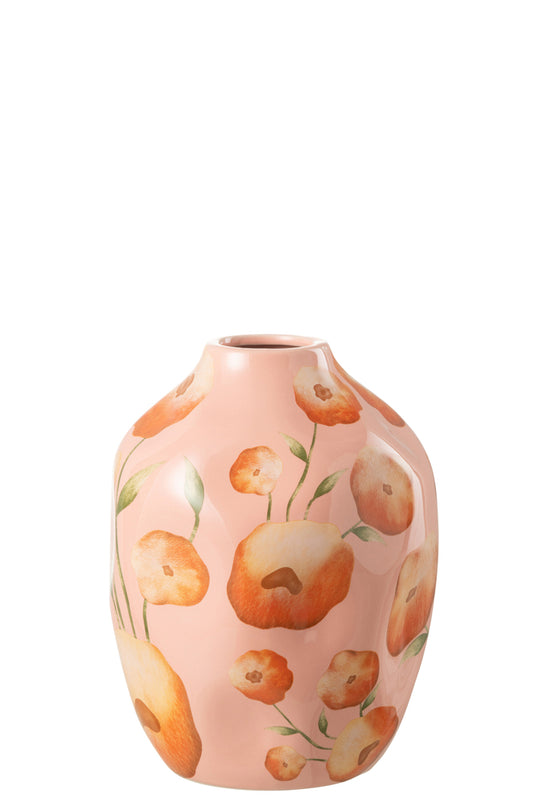 Vaas Bloem Keramiek Zalm/Oranje