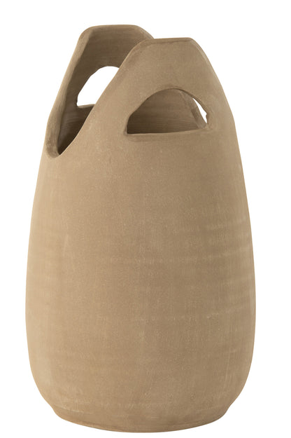 VAAS HANDVAT KERAMIEK BEIGE GROOT