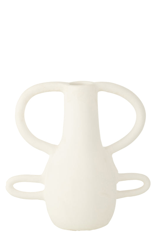 Vaas 4 Handvatten Terracotta Wit