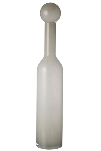 Vaas Fles+Dop Effen Glas Grijs Groot