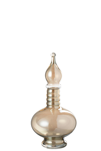 Vaas+Cap Phial Deco Joey Glas Beige Klein