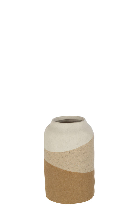 Vaas Cilinder Keramiek Beige/Lichtbruin Klein
