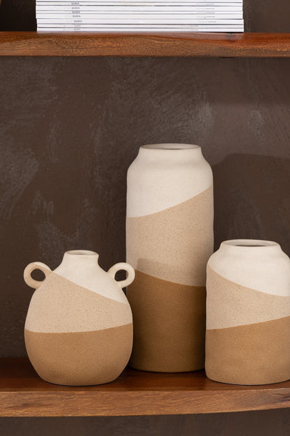 Vaas Cilinder Keramiek Beige/Lichtbruin Klein