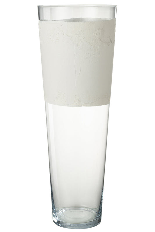 Vaas Delph Glas Transparant/Wit Extra Groot