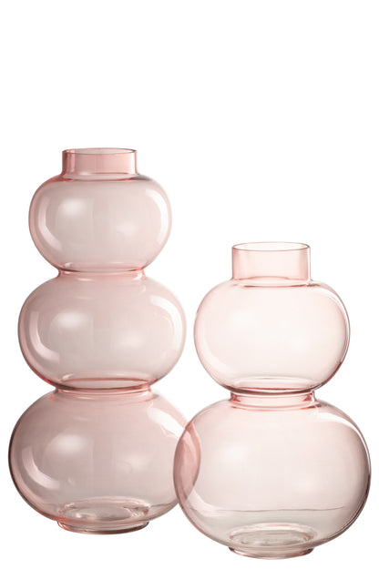 Vaas Bollen Glas Roze Groot