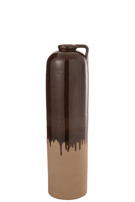 Vaas Handvat Keramiek Beige/Bruin Medium