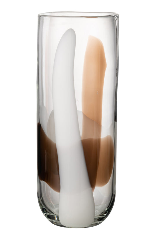Vaas Iggy Glas Wit/Bruin Groot