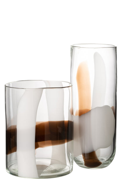 Vaas Iggy Glas Wit/Bruin Groot
