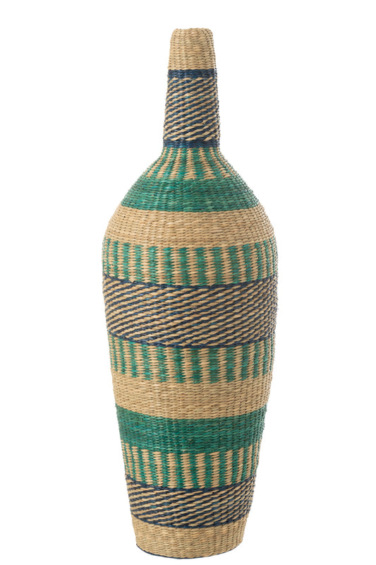 Vaas Ninon Stripes Zeegras Natuurlijk/Azuurblauw/Donkerblauw