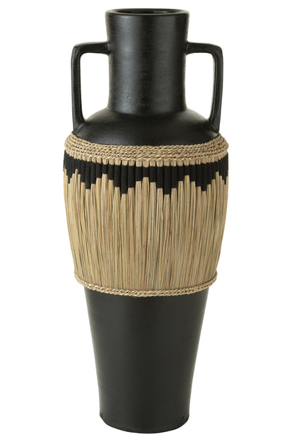 Vaaspatroon + handgrepen Terracotta/zeegras Zwart/natuurlijk